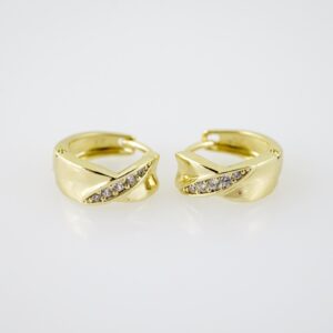 E2125 Earrings Aretes Zircon Stone 14K Real Color