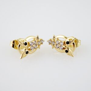 E2128 Earrings Aretes Zircon Stone 14K Real Color