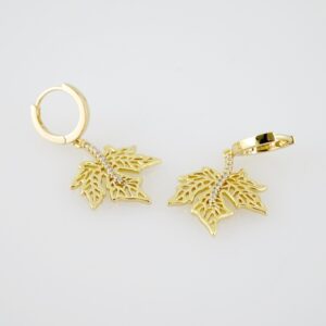 E2129 Earrings Aretes Zircon Stone 14K Real Color