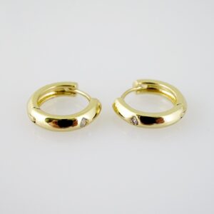 E2130 Earrings Aretes Zircon Stone 14K Real Color