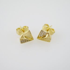 E2132 Earrings Aretes Zircon Stone 14K Real Color