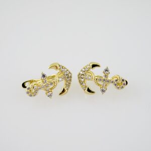 E2133 Earrings Aretes Zircon Stone 14K Real Color