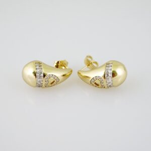 E2134 Earrings Aretes Zircon Stone 14K Real Color
