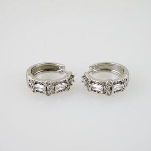 E2137 Earrings Aretes Zircon Stone Silver Color