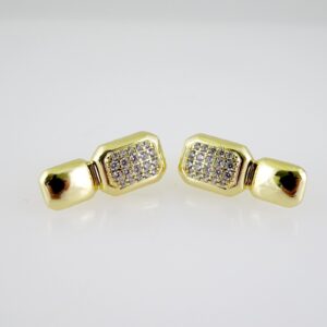 E2605 Earrings  Aretes  Zircon Stone  14K Real Color