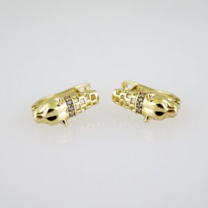 E2606 Earrings  Aretes  Zircon Stone  14K Real Color