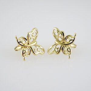 E2607 Earrings  Aretes  Plain  14K Real Color