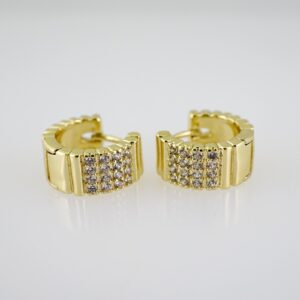 E2612 Earrings  Aretes  Zircon Stone  14K Real Color
