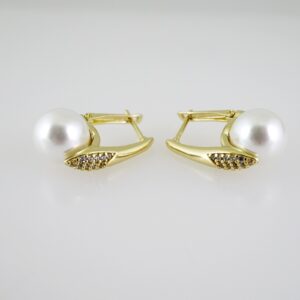 E2613 Earrings  Aretes  Zircon Stone  14K Real Color