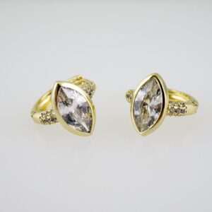 E2615 Earrings  Aretes  Zircon Stone  14K Real Color