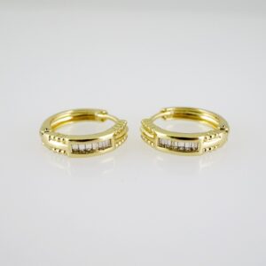 E2618 Earrings  Aretes  Zircon Stone  14K Real Color