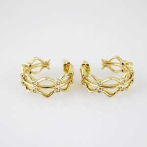 E2625 Earrings  Aretes  Zircon Stone  14K Real Color