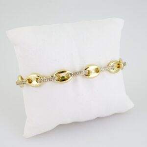 B1459 Bracelet Pulseras Zircon Stone 14K Real Color