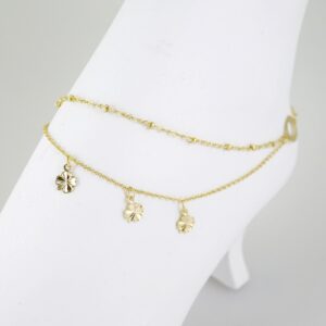 A0073 Anklets  Tobilleras  14k Gold Plated 2mm
