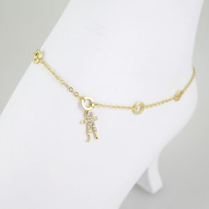 A0078 Anklets Tobilleras 14k Gold Plated 2mm