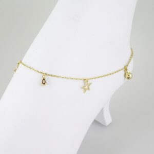 A0079 Anklets  Tobilleras  14k Gold Plated 2mm