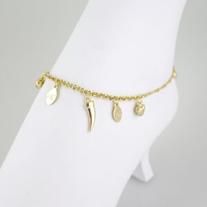 A0080 Anklets Tobilleras 14k Gold Plated 2mm
