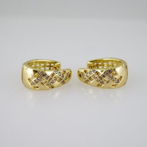 E2633 Earrings  Aretes  Zircon Stone  14K Real Color