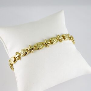 B1733 Bracelet  Pulseras  Plain  14K Real Color