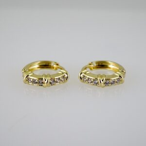 E2637 Earrings  Aretes  Zircon Stone  14K Real Color