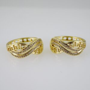 E2638 Earrings  Aretes  Zircon Stone  14K Real Color