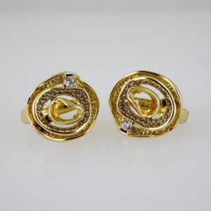 E2643 Earrings  Aretes  Zircon Stone  14K Real Color