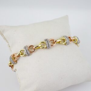 B1718  Bracelet  Pulseras  Zircon Stone  Three Tone