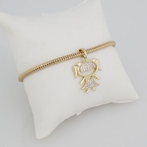 Bracelets Woman/ Manillas Mujer/ 14K Real Color / One Charms 3mm// M0001