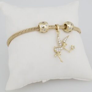Bracelets Woman/ Manillas Mujer/  14K Real Color/  Three Charms  3mm/ M0021