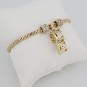 Bracelets Woman/ Manillas Mujer/  14K Real Color/  Three Charms  3mm/ M0026