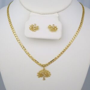 Cadenas & Colgantes & Earrings/ Chain W/Pendants /14K Real Color/Zircon Stone/ 3mm x45cm/ SET455