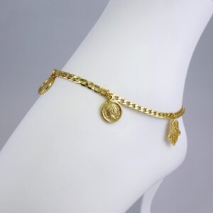 A4004 Anklets Tobilleras 14k Gold Plated 4mm
