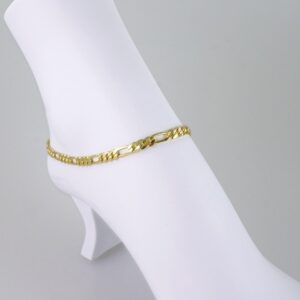 A6014 Anklets  Tobilleras  14k Gold Plated  6mm  Figaro