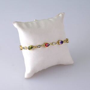 Women’s Bracelets-Pulseras Dama-Zircon Stone-14K Real Color-Stainless Steel-B1274