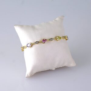 Women’s Bracelets-Pulseras Dama-Zircon Stone-14K Real Color-Stainless Steel-B1275
