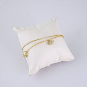 Women’s Bracelets-Pulseras Dama-Zircon Stone-14K Real Color-Stainless Steel-B1276