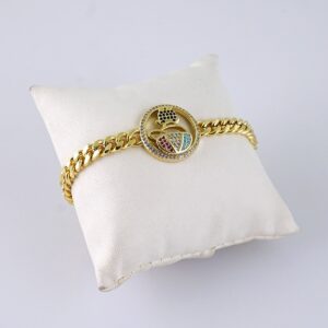 B1294 Women’s Bracelet – Pulseras Dama – Zircon Stone – 14K Real Color