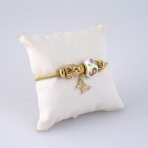 B1302 Women’s Bracelet – Pulseras Dama – Zircon Stone – 14K Real Color
