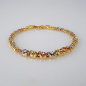 Bracelets Woman/ Pulseras Dama/ Zircon Stone/ ThreeTone// B410