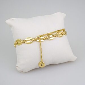 Woman Bracelets/ Pulseras Dama/ Plain/ 14K Real Color// B506