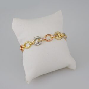 Women Bracelets/ Pulseras Dama/  Zircon Stone/  Three Tone// B692