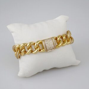Woman Bracelets/ Pulseras Dama / Zircon Stone/ 14K Real Color/ 14mm/ Estilo Monaco// B707