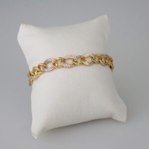 Women Bracelets/ Pulseras Dama/  Zircon Stone/  Three tone// B722