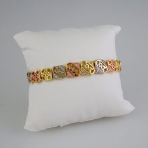 Women Bracelets/ Pulseras Dama/  Zircon Stone/  Three Tone// B833