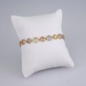 Woman Bracelets/ Pulseras Dama/ Zircon Stone/ Three Tone// B929