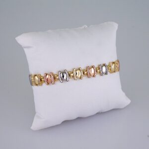 Woman Bracelets/ Pulseras Dama/ Zircon Stone/ Three Tone// B951