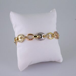 Woman Bracelets/ Pulseras Dama/ Zircon Stone/ Three Tone// B952