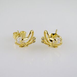 Women Earrings/ Aretes Dama/  Zircon Stone/  14k Real Color// E1070