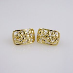 Women Earrings/ Aretes Dama/  Zircon Stone/  14k Real Color// E1083
