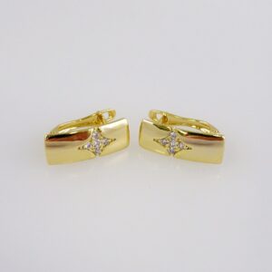 Women Earrings/ Aretes Dama/  Zircon Stone/  14k Real Color// E1085